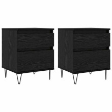 Nachtkastje - HELLOSHOP26 - 40x35x50 cm - 2 lades - Zwart eiken - Spaanplaten