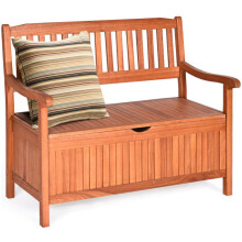 Banco de jardim - HELLOSHOP26 - 107x59x90 cm - Madeira de acácia - Armazenamento 97x30,5x38 cm - Capacidade 360 kg