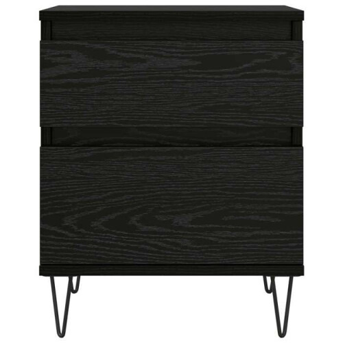 Nachttisch - HELLOSHOP26 - 40x35x50 cm - 2 Schubladen - Schwarzes Eichenholz - Spanplatten 1