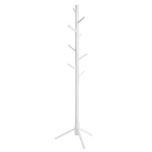Portemanteau - HELLOSHOP26 - Modèle 175 cm - Bois d'hévéa blanc mat - 8 crochets - Stable