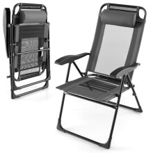 Silla larga plegable - HELLOSHOP26 - Silla plegable ergonómica - Lote de 2 - Respaldo ajustable en 6 posiciones - Metal y tela Oxford