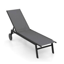 Silla de jardín - HELLOSHOP26 - Ajustable 6 posiciones - Metal - Tejido transpirable - Gris
