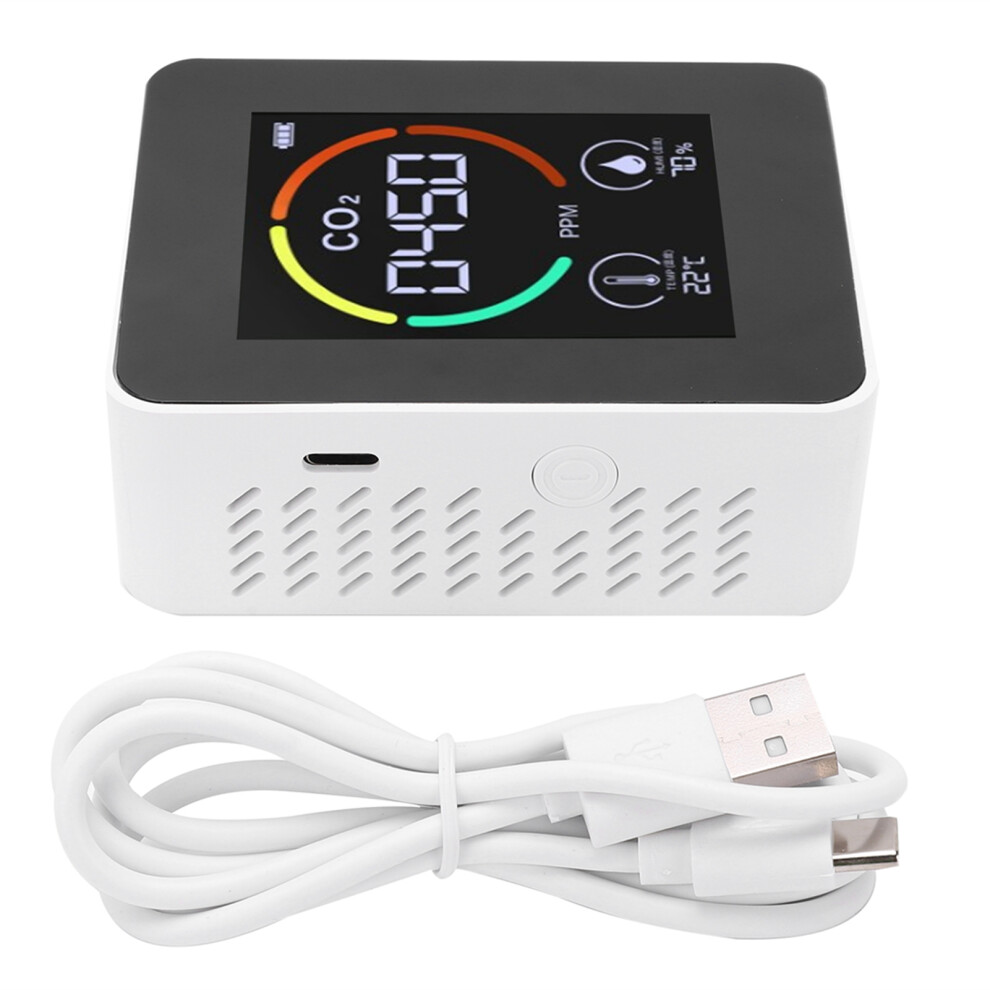 Co2 Detector Temperature Humidity Detection Air Quality Monitor Indoor Intelligent Alarm System Automatic Calibration Technology Real-Time Monitoring 9138057743425