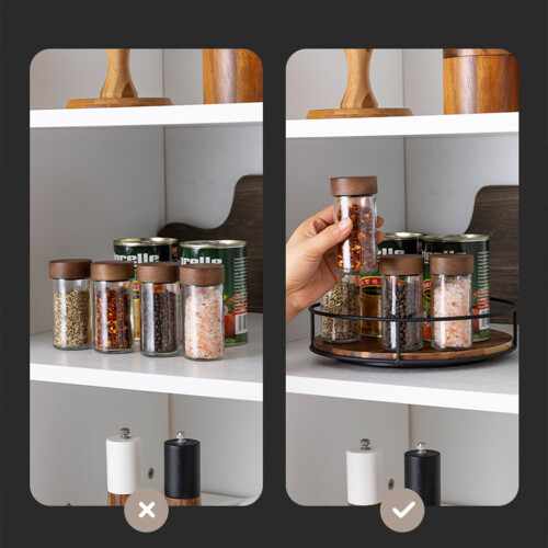 (Diameter: 14CM) 360 Rotating Kitchen Shelves Convenient Access To Items No llation 1