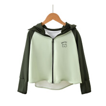 (Color-blocking dark green, 2XL120CM) 2025 Summer Kids' Sun Protection Jacket - Ultra-Thin, UV-Resistant & Breathable. Adorable Design for Boys & Girls, Lightweight Sunblock Coat