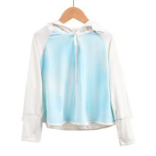 (Colorful blue, XL140-150cm) 2025 Summer Kids' Gradient Ice Silk Sun Protection Jacket - Ultra-Thin & Breathable, UPF 50+ UV-Resistant Coat for Medium to Large Girls