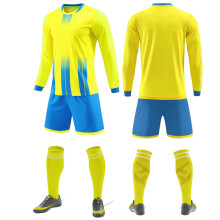 (JG-6816 Yellow, M#) Long-Sleeve Soccer Uniform Set: Men/Women/Adults/Kids, Winter-Ready. For Club Training & Competitive Matches