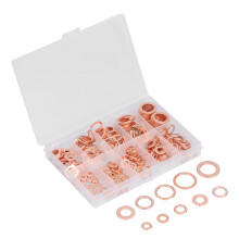 Heat Resistant Copper Washer Kit Good Conductivity Anti Corrosion Automotive Use Machinery Use Classified Storage In Transparent Box