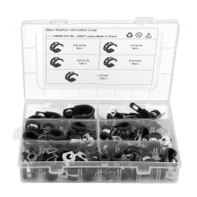Insulated Cable Clamp Assortment Kit, Metal Clamp with Rubber Coated Cushioned Lining, 304 Stainless Steel Pipe Clamp for Automotive Marine
