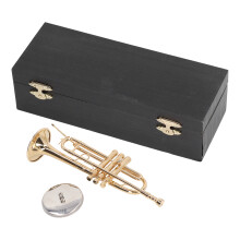 Dollhouse Musical Instruments Miniature Trombone Ornament Brass Exquisite Design Coating Design Sturdy And Durable Desktop Decoration For Bookshelf