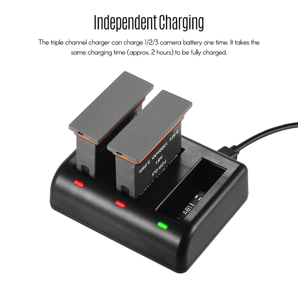 Triple Charger Kit 2X 1300Mah Batteries Usb For Osmo Action 4691382919408