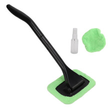 Detachable Handle Windshield Cleaning Tool Auto Glass Wiper With Reusable Cloth Pads Rotating Head Spray Bottles, Reliable Material Car Interior