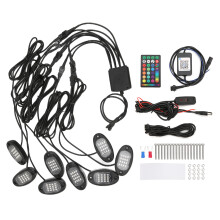 APP Music Mode RGB LED Rock Lights Waterproof Multicolor Underglow Kit Smart Brake Effect High Brightness Dual Zone Control Adjustable Brightness For