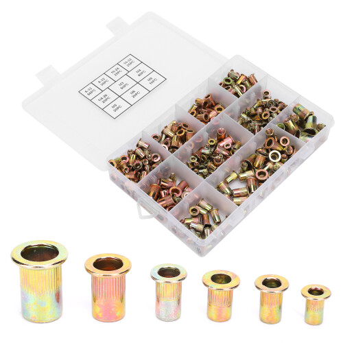 Galvanized Surface Rivet Nut Assortment Zinc Plated Finish Carbon Steel Flat Head Threaded Insert Nut Various Specifications High Quality Oxidation 2