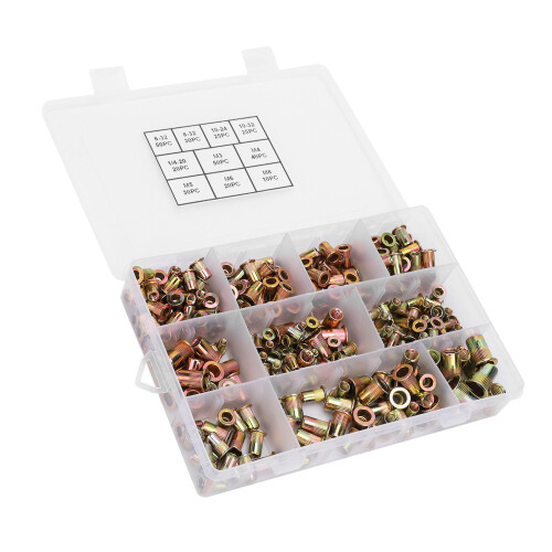 Galvanized Surface Rivet Nut Assortment Zinc Plated Finish Carbon Steel Flat Head Threaded Insert Nut Various Specifications High Quality Oxidation 1