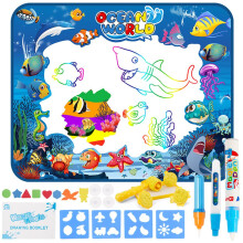 Creative Play Educational Toys Water Doodle Mat Kids Painting Mat Drawing Template Magic Roller Included Reusable Coloring Mat Fine Motor Skills