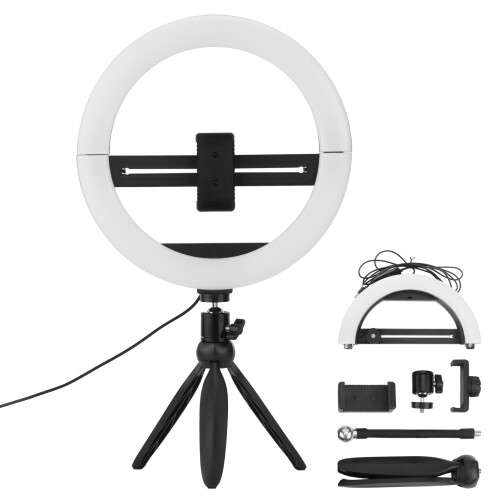 Dimmable Ring Light With Stand For Photography, Desktop Ring Light 3 Lighting Modes Adjustable Brightness Pro Lighting Effect Stepless Dimming