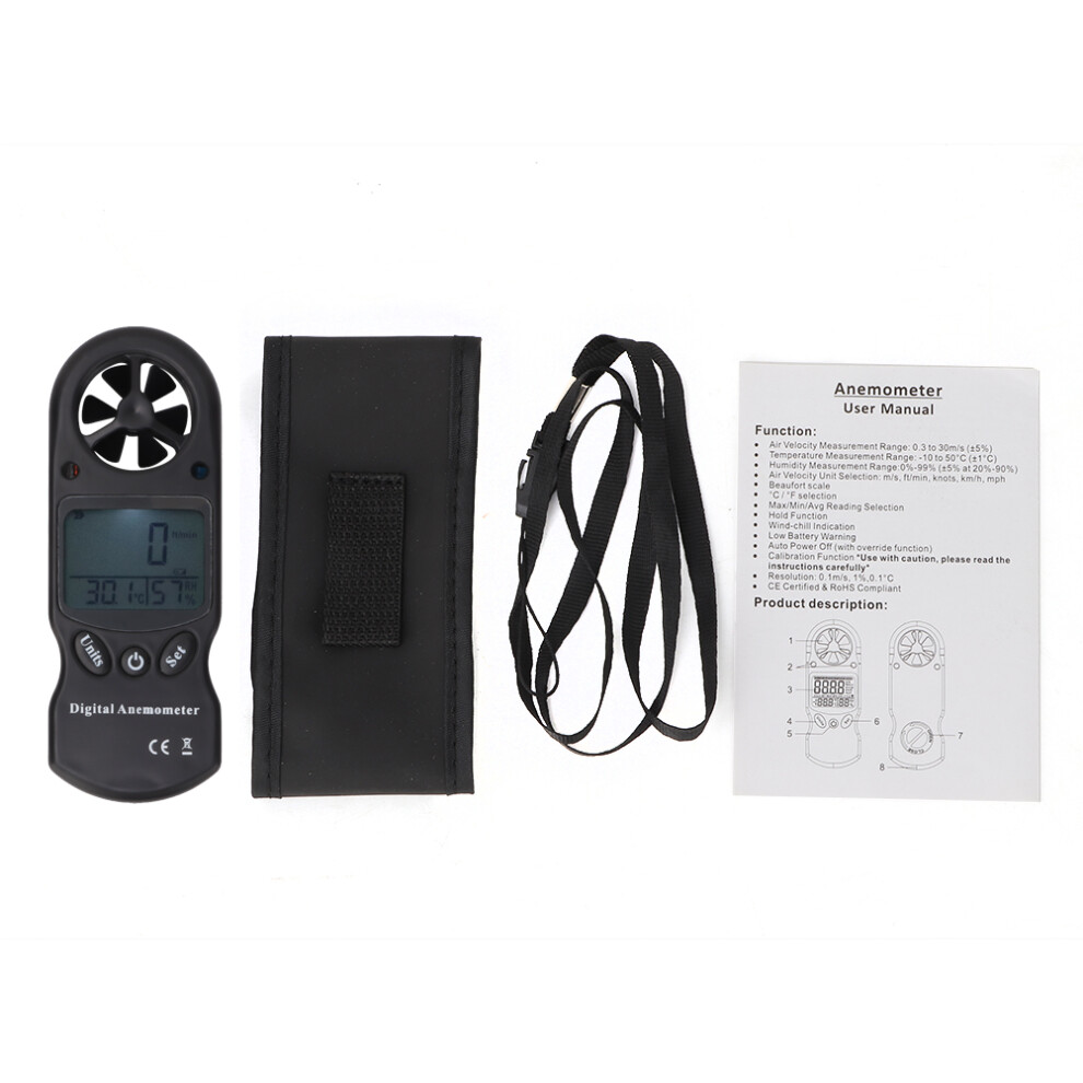 Handheld Wind Anemometer With Cfm Calculation, Digital Airflow Tester Featuring Wind Temperature Wind Chill And Lightweight Construction For Field 9175034406942