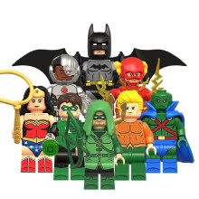 8pcs DC Justice League Green Lantern Green Arrow Aquaman Wonder Woman Batman Flash Building Blocks Anime Minifigures Toy Fits Lego