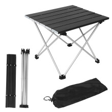 Folding Camp Table Lightweight Aluminum Alloy Compact Outdoor Picnic BBQ Beach Side Table Self Locking Bolt Design Easy Carry Bag Included Durable