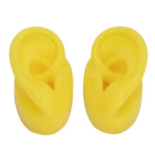2pcs Silicone Ear Model Soft Tough Bubble Free Yellow Waterproof Ear Displays Mould for Hospital