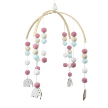Baby Bed Bell Eco-Friendly Felt Wind Chime Natural Wood Mobile, Perfect Decoration for Nursery and Stroller, Promotes Visual Development and Sensory