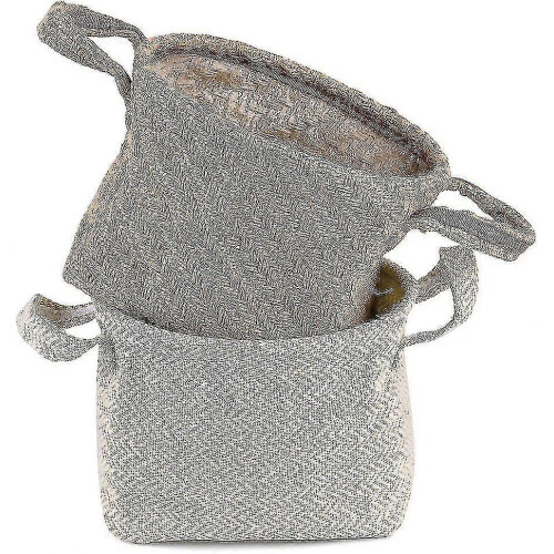 2 Sets Linen Storage Baskets with Handle