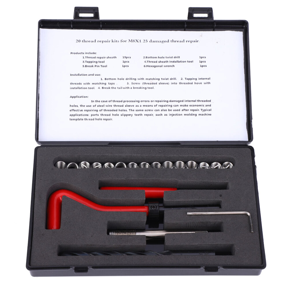 Hss Drills Thread Repair Kit For Female Threads, Comprehensive Kit With Helicoil Inserts Metric Sizes And Rethreading Tap Tools In Rust Resistant 9138057856118