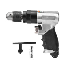 High-Speed Air Drill, Ported Valve Body 3/8in Pneumatic Reversible Rotation Drill with Rotatable Forward Grip, Self-Locking Chuck for Industrial