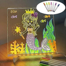 (L - 30x20CM) Led Note Board With 7 Colors Pen, Glowing Acrylic Dry Erase Board With Led Light & Stand, Light Up Diy Message Board Desk Whiteboard
