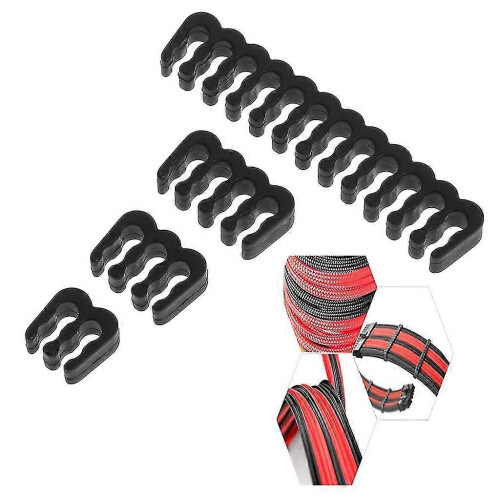 (Black) 16pcs Cable Comb Pc Power Supply Connector 4/6/8/24 Pin Cables Manager For Gpu 1