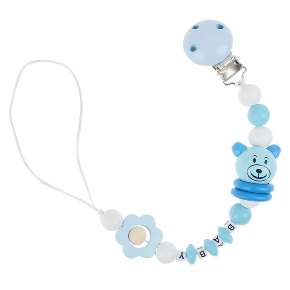 Wooden Pacifier Clip with Custom Name, Universal Fit All Pacifiers for Newborns, Lightweight Teething Accessory with Stainless Steel Clip, Easy to