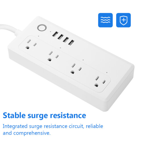 WiFi Controlled Smart Outlet With Surge Resistant Circuitry Voice Command Support USB Fast Charging Timer Functions And Remote Device Management 1