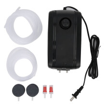 Whisper Adjustable Aquarium Air Pump With Long Service Life And Pump Accessories, Dual Outlet Quiet Fish Tank Aerator With Rechargeable Capability