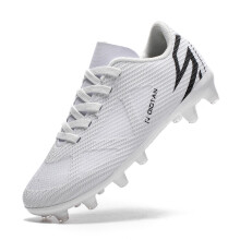 (WHITE, 31) Unisex Low-Top FG/TF Soccer Cleats, Non-Slip Wear-Resistant Breathable Football Boots