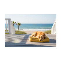 Cushion cesta em têxtil 80 x 60 x 18 cm Amarelo