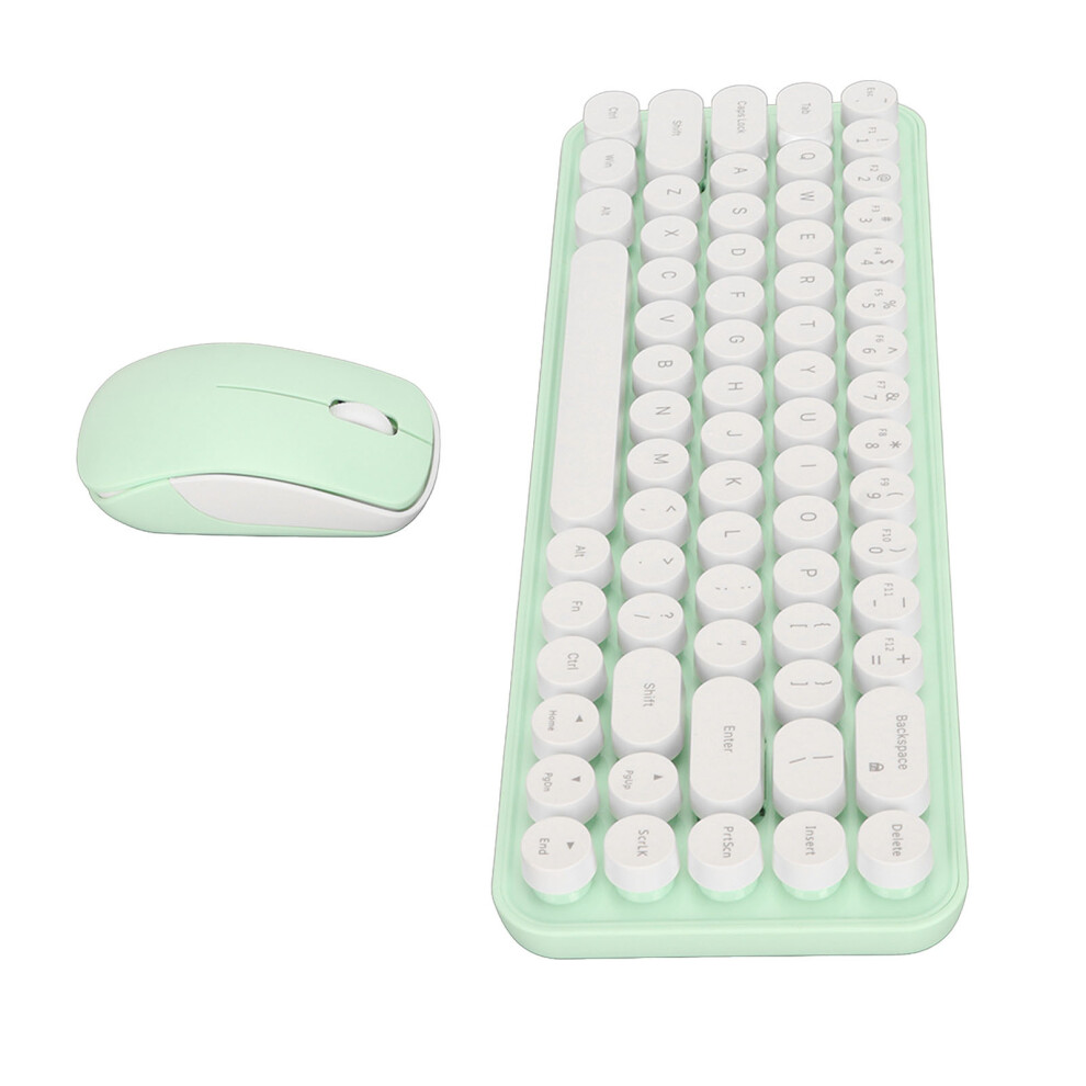 68-Key Wireless Retro Typewriter Keyboard & Mouse Combo, White/Green 8771382978189