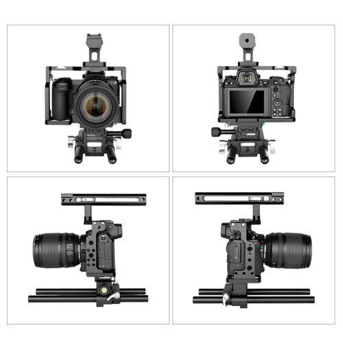Cage System For Sony FX30 FX3, 3/8"-16 Threads And Quick Release Plate Enabled Rig With Top Handle Mount And Side Handle Compatibility, 1