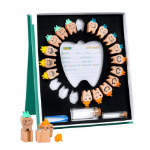 Teeth Memorial Collector Box For Baby Teeth, Corrosion Resistant Wooden Keepsake Box With Fun Design And Date Recording Slots, Includes Bamboo