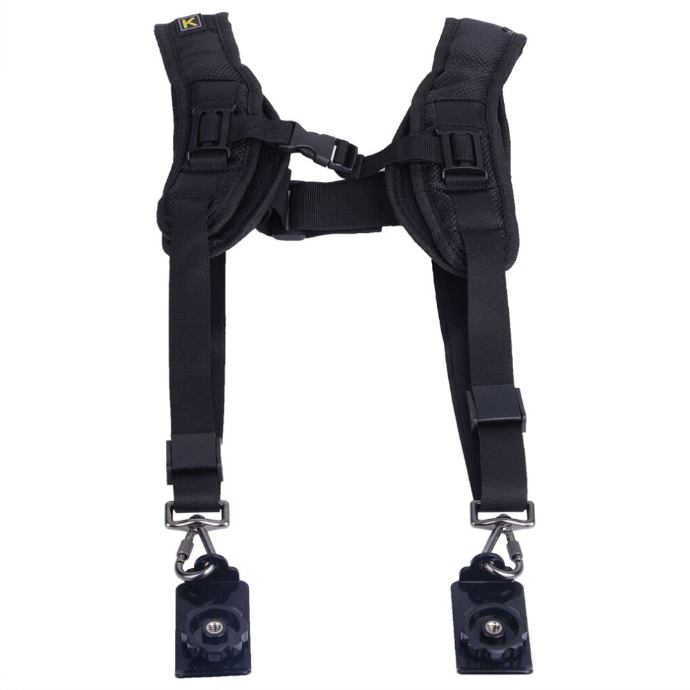 Dual Camera Carrier Chest Harness For Dslr Mirrorless Slr Cameras With Ergonomic Shoulder Design And Swivel Locking Carabiners 9138057095944
