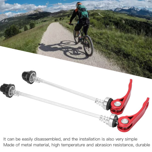 2Pcs Bicycle Quick Release Skewers, 145mm Front, 185mm Rear, Red 1