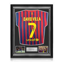 David Villa Signed Original Barcelona 2011-12 Football Shirt. Superior Frame