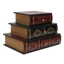 False Book Box Hidden Storage Trinket Keepsake Decorative Book Boxes Wooden Antique Book Decorations Vintage Storage Box Classic Brown Wooden