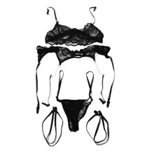 Underwire Bra Lingerie Set, Floral Lace Sheer Design with Adjustable Straps and High Cut G-String, Sensual See Through Set Featuring Garter Belt and