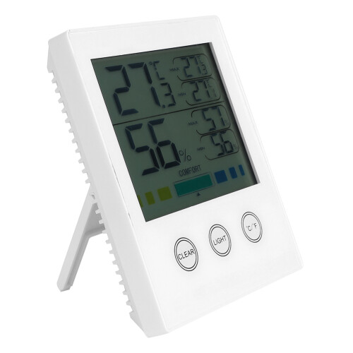 Indoor Digital Thermometer with Temperature Display, Weekday Weekends Mode Versatile Design Backlit LCD Screen, Touch-Controlled Hygrometer for Home 2