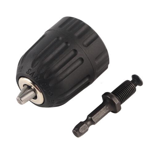 Drill Conversion Tool Universal Chuck Adaptor 3-Jaw Chuck Keyless Drill Chuck Impact Driver Adapter Quick Change Conversion Adapter Round-Shank Drill 2