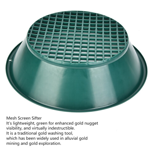 Gold Pan Panning Classifier Mesh Screen Sifter 13.8x13.8in Green 2