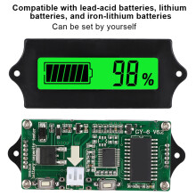 12-84V GY-6G Battery Voltage LCD Display with Light Alarm, Green