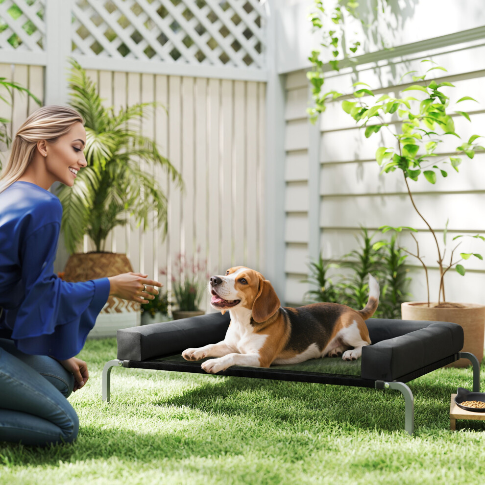 Pawhut (M) Elevated Dog Bed With Removable Bolsters For Dogs