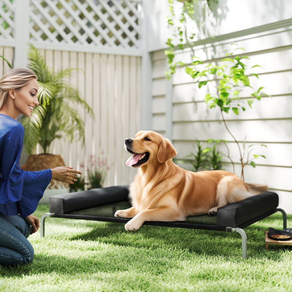 Pawhut (L) Elevated Dog Bed With Removable Bolsters For Dogs